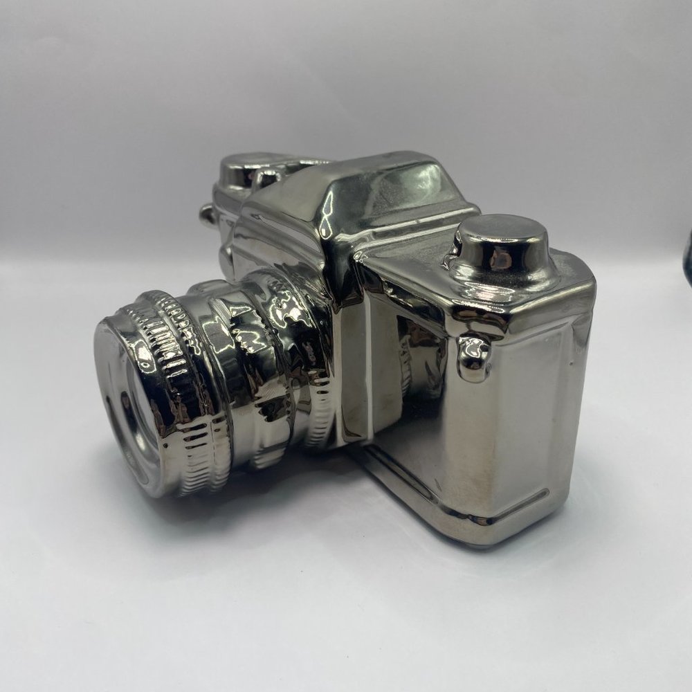 Ceramic Silver Chrome Camera Figurine Sculpture Home Decor - Picture 2 of 6